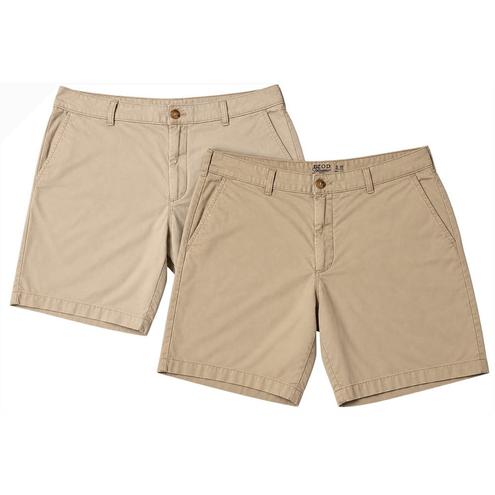Izod Chino Shorts Mens 42 Tan Saltwater Stretch 9.5 Inseam lot lf 2